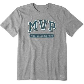 Life is Good Men's Father's Day Crusher Tee Shirt, Short Sleeve Cotton Graphic T-Shirts, Most Valuable Papa, Heather Gray, M in Kuwait