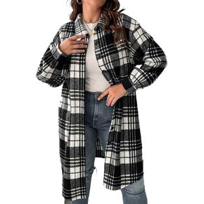 Flannel Plaid Shirt for Women Long Sleeve Blouse, Trendy Collared Casual Top Plus Size(Slim Fit,Please Size Up) in Saudi Arabia