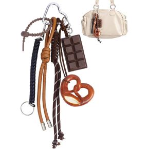3pcs Bag Charms & Keychain Set Pretzel Purse Charms for Handbags Imitation Bread & Chocolate Keychains for Women in Saudi Arabia