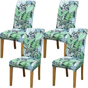 Qubjus Set of 2 Stretch Dining Chair Covers, Removable Washable Spandex Parsons Chair Slipcovers, Soft Elastic Chair Protectors for Kitchen, Hotel, Party, Pink on Blue Floral with Butterflies in Saudi Arabia