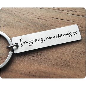 I’m Yours No Refunds Key Chain Boyfriend Girlfriend Husband Wife Birthday Cute Car Accessories Funny Gifts Stainless Steel Keychain (I Am Yours) in Saudi Arabia