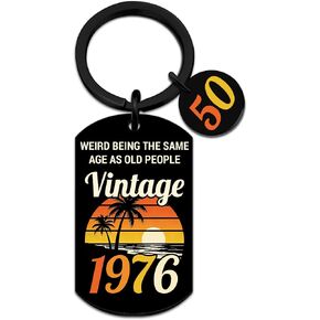 50th Birthday Gifts for Him Her 1976 Birthday Gifts for Women Men Turning 50 Year Old Keychain for Mom Dad Husband Funny Birthday Christmas Keychain in Saudi Arabia