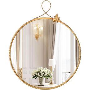 2026 Spring Women's Gifts 20 Inch Vintage Gold Round Wall Mirror, Antique Ornate Metal Circle Mirror with Baroque Bee & Woven Hoop Decor for Bathroom Vanity, Bedroom, Living Room in Kuwait