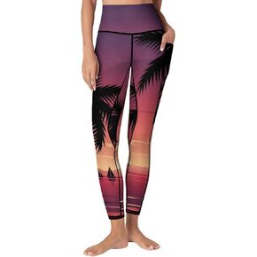 High Waist Yoga Pants with Pockets Tummy Control Workout Running 4 Way Stretch Yoga Leggings for Girls Women in Saudi Arabia