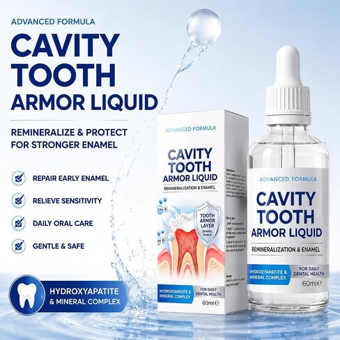 Cavity Healing Tooth Armor Liquid 2.1fl oz, Nano Hydroxyapatite with Remineralization Drops at-Home, Tooth Enamel Strengthening Support Gum Health in Saudi Arabia
