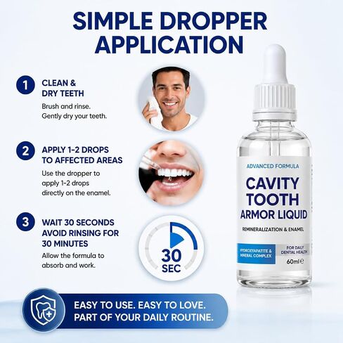 Cavity Healing Tooth Armor Liquid 2.1fl oz, Nano Hydroxyapatite with Remineralization Drops at-Home, Tooth Enamel Strengthening Support Gum Health in Saudi Arabia