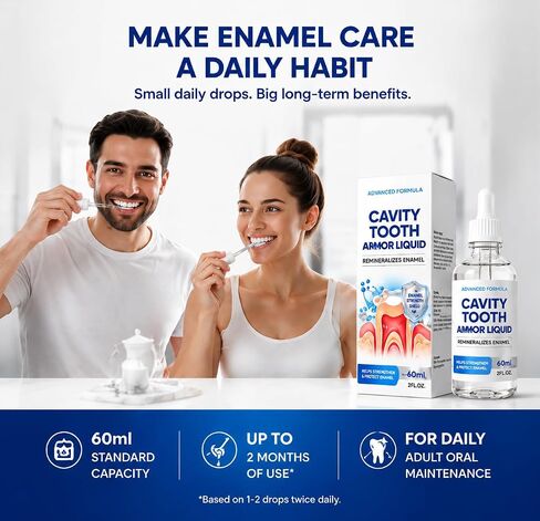 Cavity Healing Tooth Armor Liquid 2.1fl oz, Nano Hydroxyapatite with Remineralization Drops at-Home, Tooth Enamel Strengthening Support Gum Health in Saudi Arabia