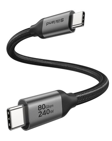 Silkland 80Gbps USB 4 Cable for Thunderbolt 5 Cable 4FT, [USB-IF Certified] 120Gbps Bandwidth for 16K/Dual 8K, 240W, Braided USB C Video Cable Compatible Thunderbolt 4/5, SSD, MacBook M4 Pro,Dock,eGPU in Kuwait