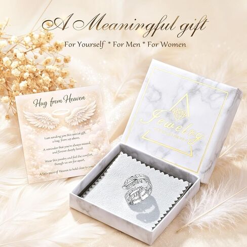 Sterling Silver Feather Ring for Women Men Adjustable Open Ring Hope Love Heaven Friendship Memorial Angel Rings Jewelry Birthday Mothers Day Gifts for Mom Wife Daughter Sister Teens Best Friends in Saudi Arabia