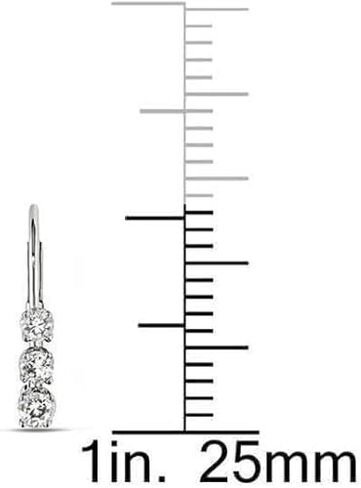 Pretty Jewels08 Hoop Earrings, 1.50Ct Round Cut Lab Created Diamond, 3-Stone, Lever Back, 14K White Gold Finish, 925 Sterling Silver in Kuwait