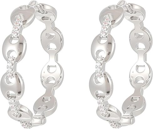 Mariner Link Hoop Earrings - Chunky Chain CZ Statement Lightweight in Saudi Arabia