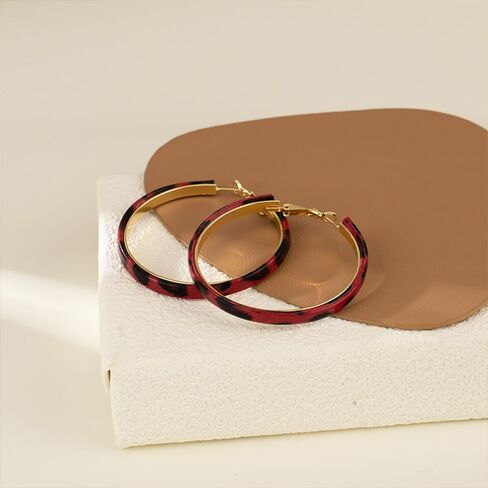 3 Pairs Leopard Print Hoop Earrings for Women Vintage Large Animal Cheetah Print Earring Chunky Big Statement Dangle Hoops Boho Jewelry Accessories Gifts in Saudi Arabia