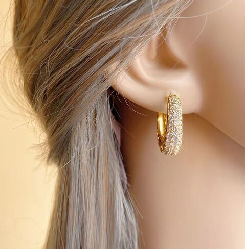 QueenBee 14K Gold Zirconia Hoop Earrings – Lightweight & Hypoallergenic Jewelry for Women, Non-Tarnish, Sparkling Gold Hoops, Jewelry Gift for Mother’s Day, Birthdays & Weddings and Anniversaries in Saudi Arabia