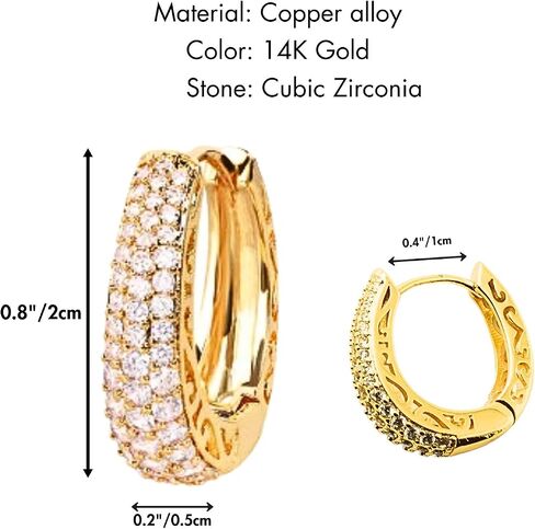 QueenBee 14K Gold Zirconia Hoop Earrings – Lightweight & Hypoallergenic Jewelry for Women, Non-Tarnish, Sparkling Gold Hoops, Jewelry Gift for Mother’s Day, Birthdays & Weddings and Anniversaries in Saudi Arabia