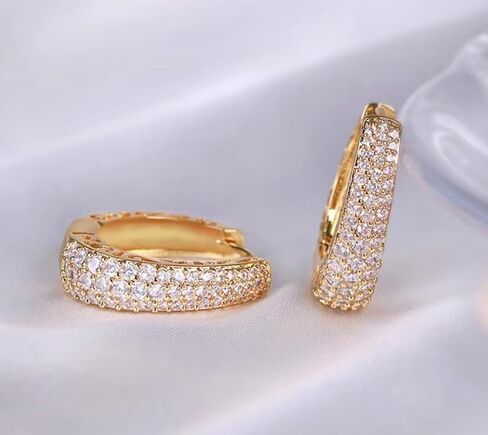 QueenBee 14K Gold Zirconia Hoop Earrings – Lightweight & Hypoallergenic Jewelry for Women, Non-Tarnish, Sparkling Gold Hoops, Jewelry Gift for Mother’s Day, Birthdays & Weddings and Anniversaries in Saudi Arabia