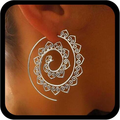 Gothic Spiral Hoop Earrings Mandala Spiral Earrings Gold Swirl Spiral Stud Vortex Gear Indian Jewelry for Women in Saudi Arabia