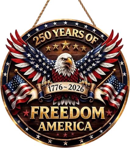 250th Anniversary USA Merchandise 4th of July Door Sign American Eagle Door Wreath Patriotic Independence Day Door Hanger for Front Door Wooden Wall Decor Hanging Sign for Home Porch Outdoor (250th Anniversary) in Saudi Arabia