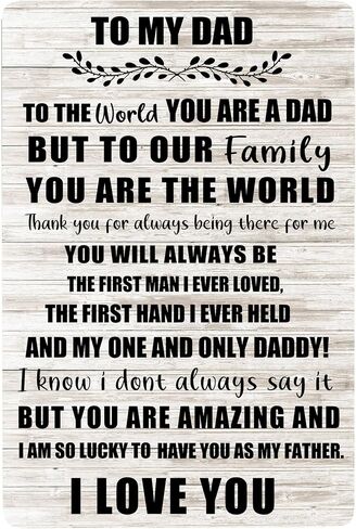 Dad Gifts from Daughter Dads Birthday Gifts Ideas Wall Metal Signs for Dad Christmas Gift I Love You Daddy Fathers Day 12"x8" (Multi) in Saudi Arabia