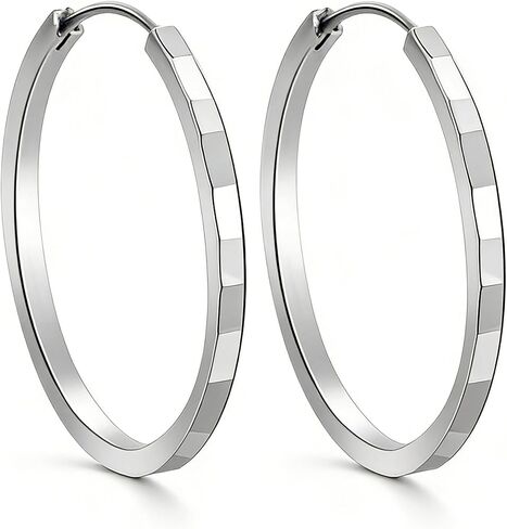 Silver Hoop Earrings for Women 30mm, Hypoallergenic Lightweight Big Circle Hoops, Thick Band Non Tarnish Fashion Jewelry for Daily Wear Party Gifts in Saudi Arabia