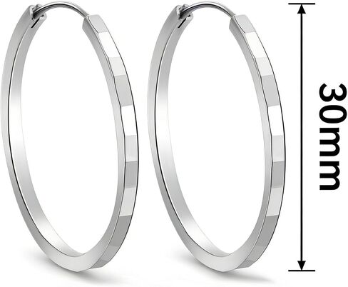 Silver Hoop Earrings for Women 30mm, Hypoallergenic Lightweight Big Circle Hoops, Thick Band Non Tarnish Fashion Jewelry for Daily Wear Party Gifts in Saudi Arabia