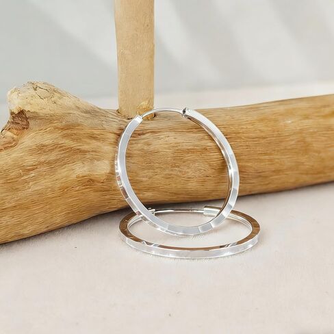 Silver Hoop Earrings for Women 30mm, Hypoallergenic Lightweight Big Circle Hoops, Thick Band Non Tarnish Fashion Jewelry for Daily Wear Party Gifts in Saudi Arabia