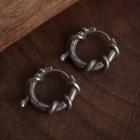 Vintage Snake Hoop Earrings, Stainless Steel Gothic Serpent Earrings, Goth Jewelry Gift for Women in Saudi Arabia