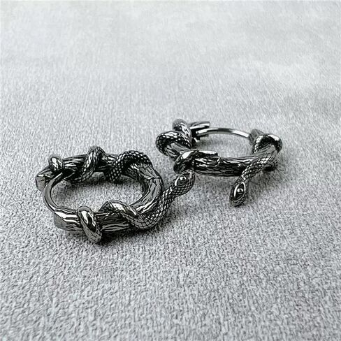 Vintage Snake Hoop Earrings, Stainless Steel Gothic Serpent Earrings, Goth Jewelry Gift for Women in Saudi Arabia