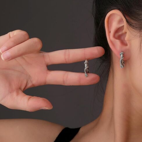 Vintage Snake Hoop Earrings, Stainless Steel Gothic Serpent Earrings, Goth Jewelry Gift for Women in Saudi Arabia