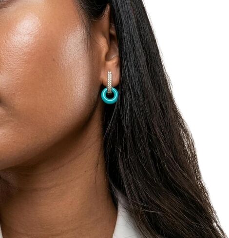 Jason Hyde Lifesaver Hoop Earrings - Stainless Steel with Turquoise Chips & Cubic Zirconia - Sustainable Drop Hoops for Women, 18K Gold Plated in Saudi Arabia