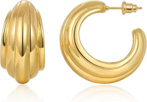 KELORIS PATH Gold Hoop Earrings for Women, 14K Chunky Thick Twisted Trendy Dainty Hoops Earrings Statement Jewelry Gifts in Saudi Arabia