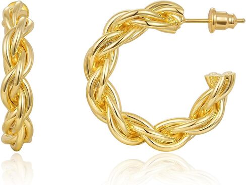KELORIS PATH Gold Hoop Earrings for Women, 14K Chunky Thick Twisted Trendy Dainty Hoops Earrings Statement Jewelry Gifts in Saudi Arabia