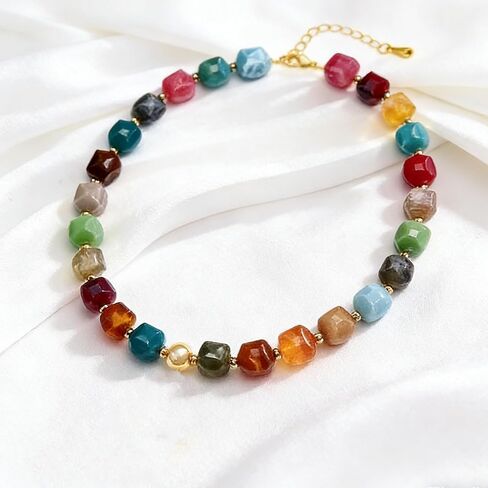 BROCC 9pcs Chunky Beaded Necklaces for Women Colorful Resin Beaded Choker Necklace Set Layered Bohemia Summer Vacation Jewelry for Beach Party Daily Wear for Trendy Women in Saudi Arabia