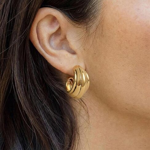 KELORIS PATH Gold Hoop Earrings for Women, 14K Chunky Thick Twisted Trendy Dainty Hoops Earrings Statement Jewelry Gifts in Saudi Arabia