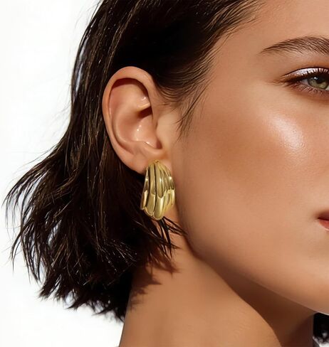 KELORIS PATH Gold Hoop Earrings for Women, 14K Chunky Thick Twisted Trendy Dainty Hoops Earrings Statement Jewelry Gifts in Saudi Arabia