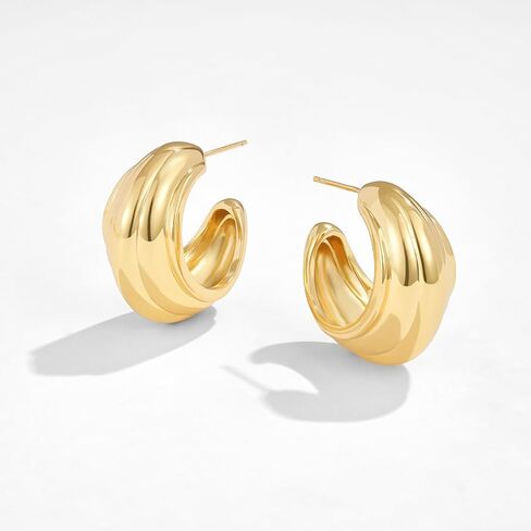 KELORIS PATH Gold Hoop Earrings for Women, 14K Chunky Thick Twisted Trendy Dainty Hoops Earrings Statement Jewelry Gifts in Saudi Arabia