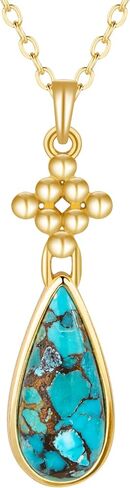 Turquoise Necklaces for Women 14k Gold Plated 925 Sterling Silver Western Pendant Necklace Teardrop Gemstone Boho Jewelry for Women in Saudi Arabia
