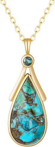 Turquoise Necklaces for Women 14k Gold Plated 925 Sterling Silver Western Pendant Necklace Teardrop Gemstone Boho Jewelry for Women in Kuwait