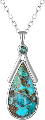 Turquoise Necklaces for Women 14k Gold Plated 925 Sterling Silver Western Pendant Necklace Teardrop Gemstone Boho Jewelry for Women in Kuwait