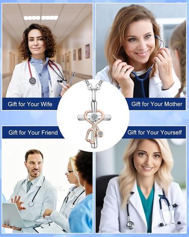 Stethoscope Cross Necklace for Women, Nurse Gifts with Heart Pendant 925 Sterling Silver Doctor Christmas Graduation Appreciation Gift for Nurse Doctor Medical Student RN in Saudi Arabia