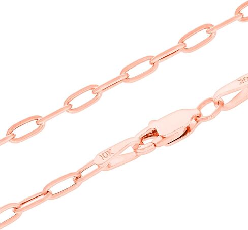 Nuragold 10k Real Rose Gold Paperclip 2mm Elongated Cable Link Necklace (16"-24") Dainty Italian Jewelry for Men & Women in Kuwait