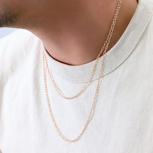 Nuragold 10k Real Rose Gold Paperclip 2mm Elongated Cable Link Necklace (16"-24") Dainty Italian Jewelry for Men & Women in Kuwait