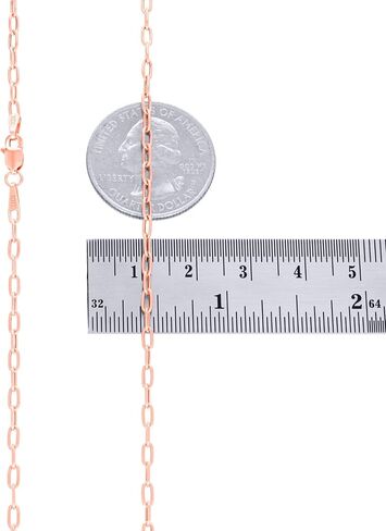 Nuragold 10k Real Rose Gold Paperclip 2mm Elongated Cable Link Necklace (16"-24") Dainty Italian Jewelry for Men & Women in Kuwait