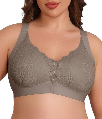 Lastshe Women Plus Size Front Closure Lace Seamless Bras Full Coverage Comfort Support Bralette Everyday Bra No Underwire in Saudi Arabia