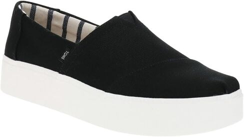 TOMS Womens Asher Platform Slip On Sneakers Shoes Casual - Black in Kuwait