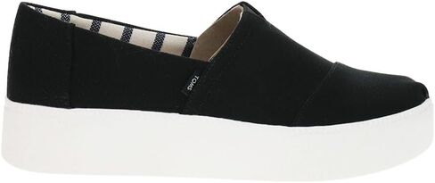 TOMS Womens Asher Platform Slip On Sneakers Shoes Casual - Black in Kuwait