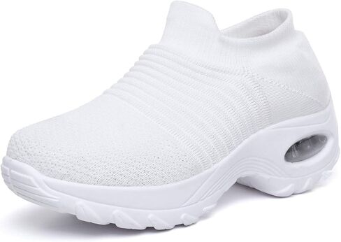 Womens Walking Shoes Sock Casual Ladies Fashion Sneakers Comfortable Slip On Air Cushion Platform Women's Footwear in Saudi Arabia