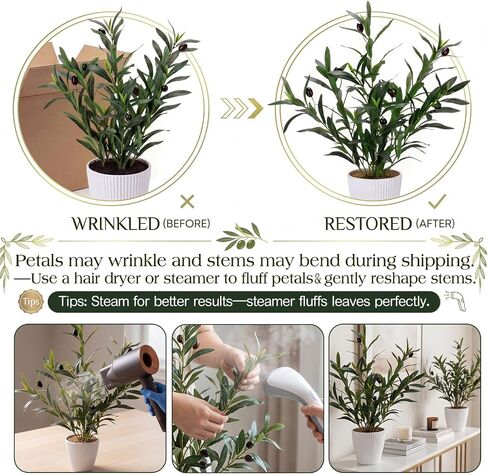 Small Olive Trees Artificial Indoor 18 Inch Fake Olive Tree White Pot with Lifelike Cyan Fruits and Leaves Faux Olives Greenery for Home Office Room Table Decor in Saudi Arabia