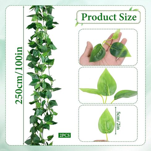 2 Pcs Fake Pothos Vines,Artificial Ivy Garland Greenery Fake Vines for Bedroom Living Room Wall Room Decor Office Wedding Party in Saudi Arabia