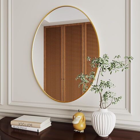 AUYHM Oval Mirrors,Oval Bathroom Mirrors,24x36 Gold Mirror for Bathroom,espejos decorativos de pared,Bathroom Mirrors for Over Sink(Gold) in Saudi Arabia
