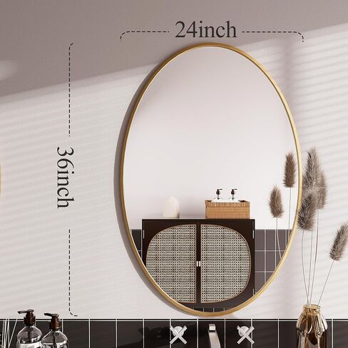 AUYHM Oval Mirrors,Oval Bathroom Mirrors,24x36 Gold Mirror for Bathroom,espejos decorativos de pared,Bathroom Mirrors for Over Sink(Gold) in Saudi Arabia